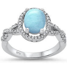 Load image into Gallery viewer, Sterling Silver Filigree Style Natural Larimar And Cubic Zirconia Fashion Ring