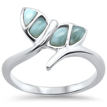 Load image into Gallery viewer, Sterling Silver Natural Larimar Whale Tail Ring