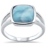 Sterling Silver Cushion Natural Larimar Ring