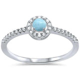 Sterling Silver Larimar and Cubic Zirconia Ring
