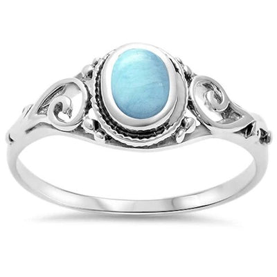 Sterling Silver Natural Larimar Filigree Ring