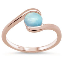Load image into Gallery viewer, Sterling Silver Rose Gold Plated Natural Round Larimar Ring