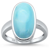 Sterling Silver Natural Larimar Oval Ring