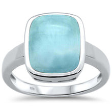 Load image into Gallery viewer, Sterling Silver Natural Larimar Emerald Cut Ring