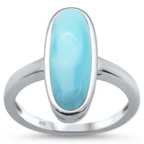 Sterling Silver Natural Larimar Oval Ring