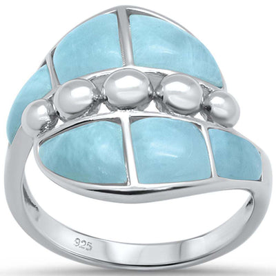 Sterling Silver Natural Larimar 19MM Ring