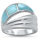 Sterling Silver Natural Larimar Wave Ring
