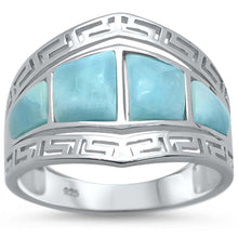 Load image into Gallery viewer, Sterling Silver Natural Larimar Greek Key Design Ring