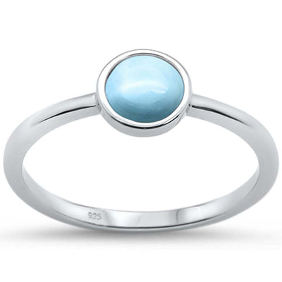 Sterling Silver Natural Larimar Round Ring