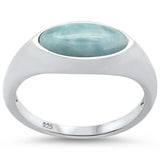 Sterling Silver Natural Larimar Design Ring