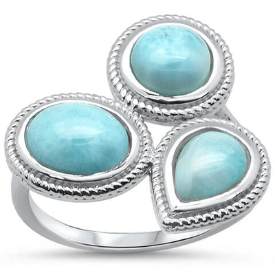 Sterling Silver Natural Larimar Ring
