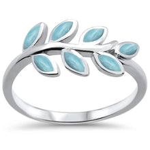 Load image into Gallery viewer, Sterling Silver Natural Larimar Leaf Design Ring