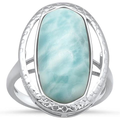 Sterling Silver Natural Larimar Ring
