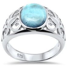Load image into Gallery viewer, Sterling Silver Natural Oval Larimar Filigree Ring