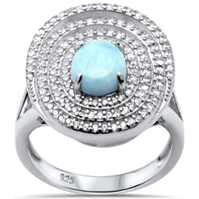 Load image into Gallery viewer, Sterling Silver Natural Oval Larimar And CZ Ring