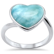 Load image into Gallery viewer, Sterling Silver Heart Natural Larimar Ring