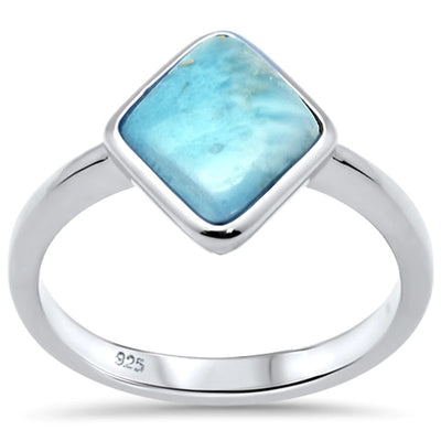 Sterling Silver Natural Diamond Shaped Larimar Ring