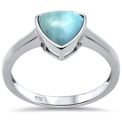 Sterling Silver Natural Trillion Shaped Larimar Ring