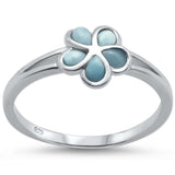 Sterling Silver Larimar Plumeria Ring