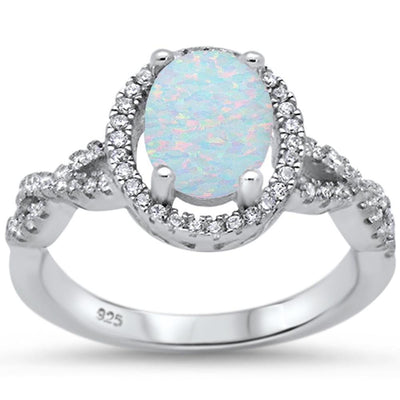 Sterling Silver Filigree Style White Opal And CZ Ring