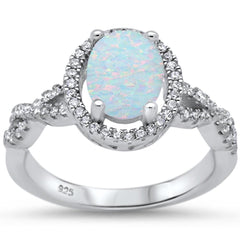 Sterling Silver Filigree Style White Opal And CZ Ring
