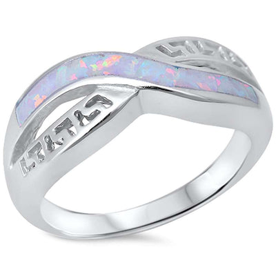 Sterling Silver White Opal Ring with CZ stoneAnd Width  8.5mm