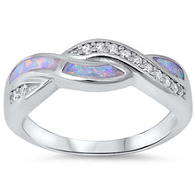 Load image into Gallery viewer, Sterling Silver White Opal &amp; Cz Ring with CZ stoneAnd Width  6.5mm