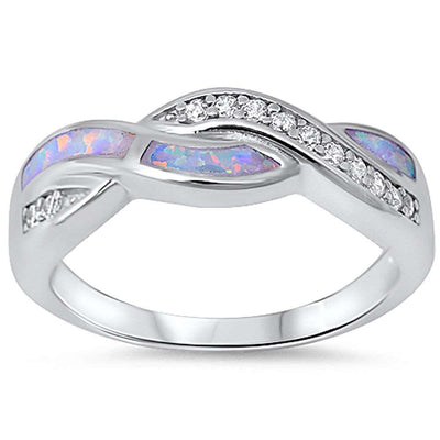 Sterling Silver White Opal & Cz Ring with CZ stoneAnd Width  6.5mm