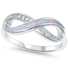 Load image into Gallery viewer, Sterling Silver White Opal &amp; Cz Ring with CZ stoneAnd Width  7.5mm