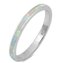 Load image into Gallery viewer, Sterling Silver White Opal Band Ring with CZ stone and Width 3mm