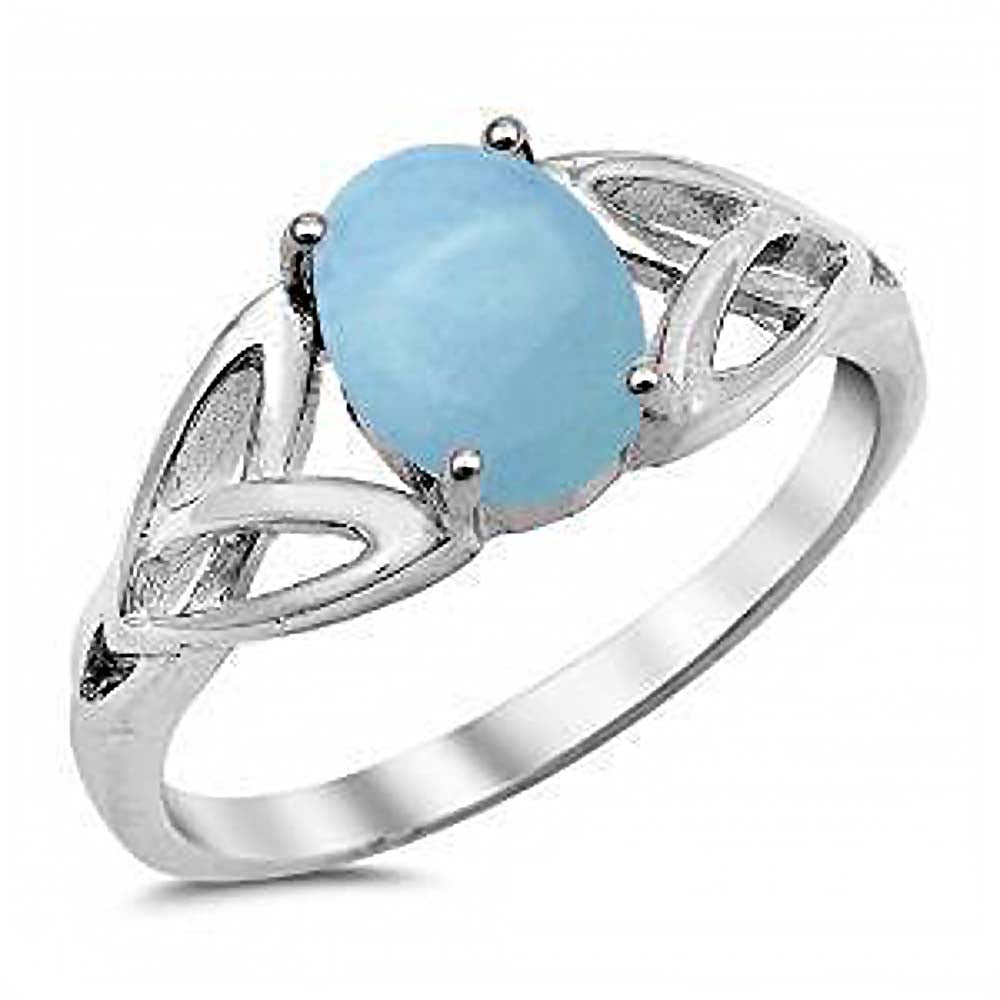 Sterling Silver Natural Oval Larimar Ring