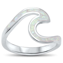 Load image into Gallery viewer, Sterling Silver Wave Ocean Beach White Opal  Ring