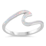 Sterling Silver White Opal Wave Ring