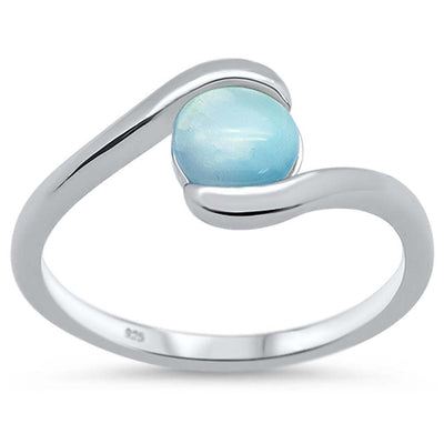 Sterling Silver Natural Round Larimar Ring