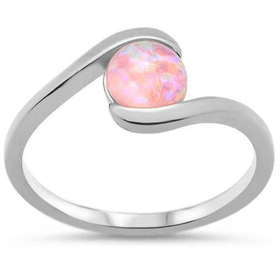 Sterling Silver Round Pink Opal Ring