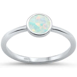 Sterling Silver Round White Opal Ring