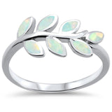 Sterling Silver White Opal Leaf Design Ring