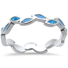 Load image into Gallery viewer, Sterling Silver Blue Opal Leaf Design Ring