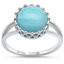 Load image into Gallery viewer, Sterling Silver Natural Larimar Crown Design Ring