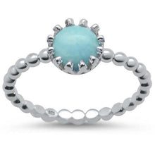 Load image into Gallery viewer, Sterling Silver Round Natural Larimar Crown Ring