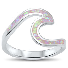 Load image into Gallery viewer, Sterling Silver Wave Ocean Beach Pink Opal Ring AndWidth 11mm