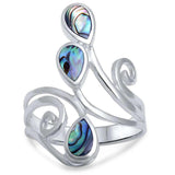 Sterling Silver Abalone Shell Stone Rings With CZ StonesAnd Width 27mm