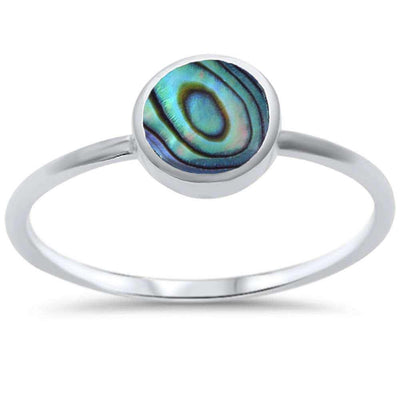 Sterling Silver Bezel Abalone Shell Stone RingsAnd Width 6mm