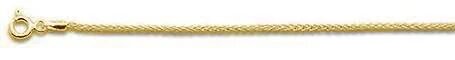 Sterling Silver 030-1.2mm Solid Yellow Gold Plated Wheat/Spiga Chain