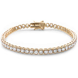 Sterling Silver Yellow Gold Plated Round Bezel Cubic Zirconia Bracelet