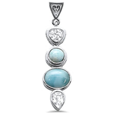Load image into Gallery viewer, Sterling Silver Multy Shape Natural Larimar and Cz Charm Pendant