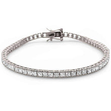 Load image into Gallery viewer, Sterling Silver 4mm Square Bezel Set Cubic Zirconia Bracelet