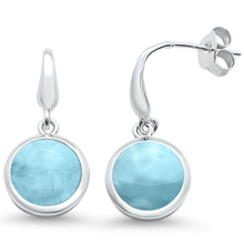 Load image into Gallery viewer, Sterling Silver Natural Round Larimar Dangle Earrings