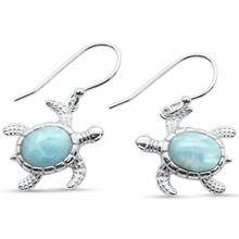 Load image into Gallery viewer, Sterling Silver Natural Larimar Turtles Drop Dangle Earrings