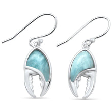 Load image into Gallery viewer, Sterling Silver Natural Larimar Lobster Crab Claw Drop Dangle Earrings